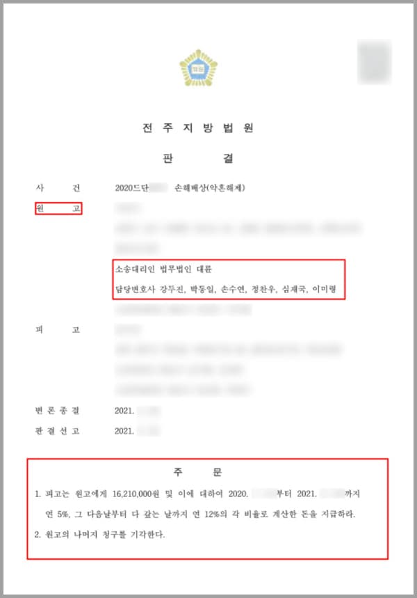 의뢰인은 A 씨와 오랜 연애 끝에 결혼을 결심하였고, 본격적으로 결혼 준비를 시작하게 되었는데요. 그러나 신혼생활을 하기로 한 지역이 A 씨의 거주지와 멀리 떨어졌다는 이유 등을 시작으로 의뢰인과 의뢰인 부모들에 대한 불만, 서운함을 토로하며 결국 A 씨의 일방적인 판단으로 신혼집에 미리 넣어 두었던 가구와 가전제품 등의 짐을 빼갔고, 의뢰인과 한마디 상의도 없이 예식장에 전화를 걸어 결혼식 예약을 취소하였습니다.이러한 사실을 뒤늦게 알게 된 의뢰인은 적잖은 충격을 받았고, 의뢰인의 지인에게 파혼 사실을 알리며 의뢰인과 의뢰인의 부모에 과한 허위사실을 적시하며 명예를 훼손한 행위까지 하게 된 것을 알게 되었습니다.더욱 당황하였던 것은 A 씨의 개인 SNS에 다른 이성의 존재를 암시하는 사진을 올렸고, 다른 지인에게 새로운 이성 교제의 존재를 인정한 것을 알게 되었습니다.이에 억울하고 속상했던 의뢰인은 법무법인 대륜의 전문변호사를 찾아와 도움을 요청하게 되었습니다.
