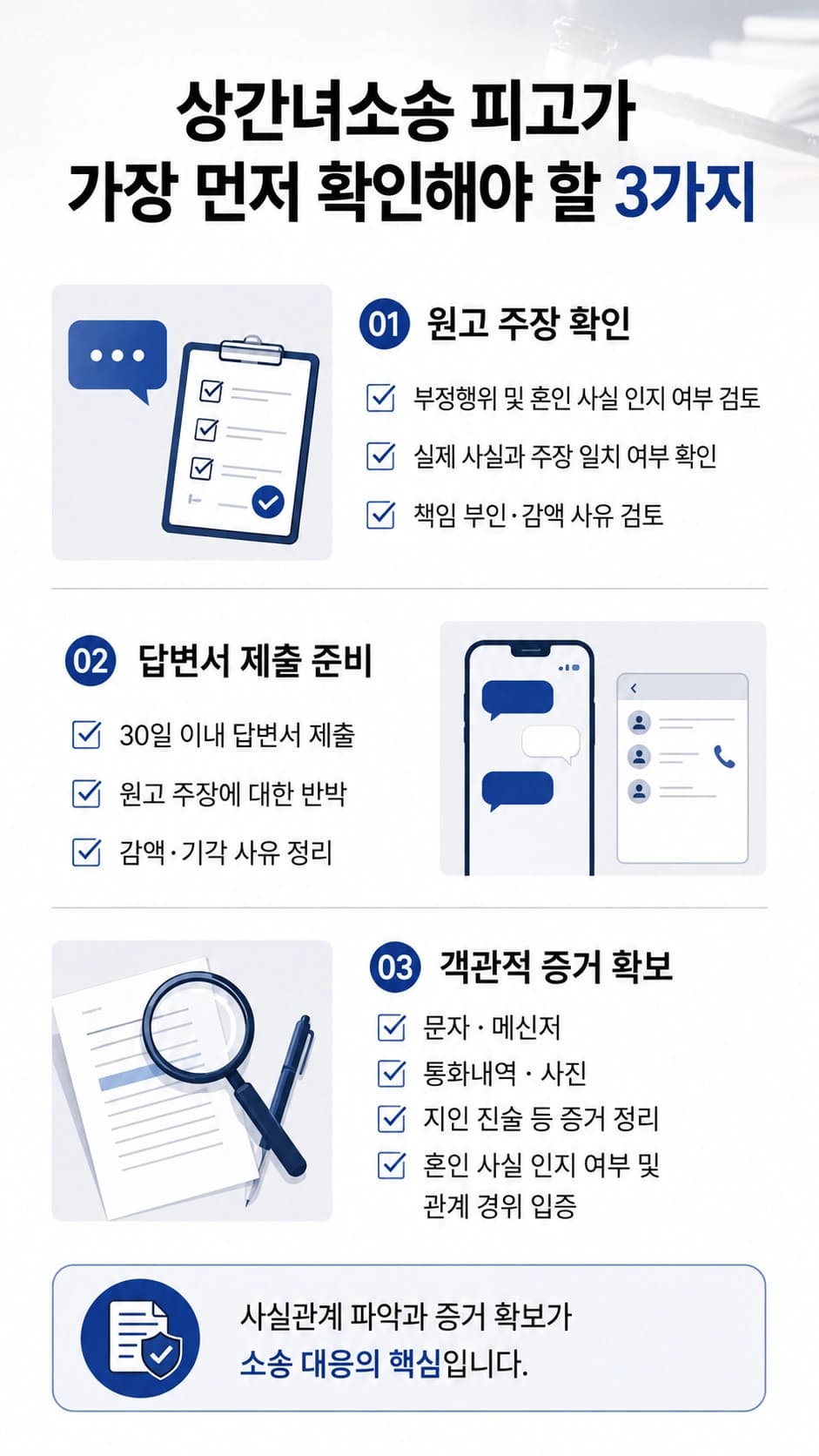 상간녀소송피고 확인 사항, 원고 주장, 답변서 제출, 증거 확보