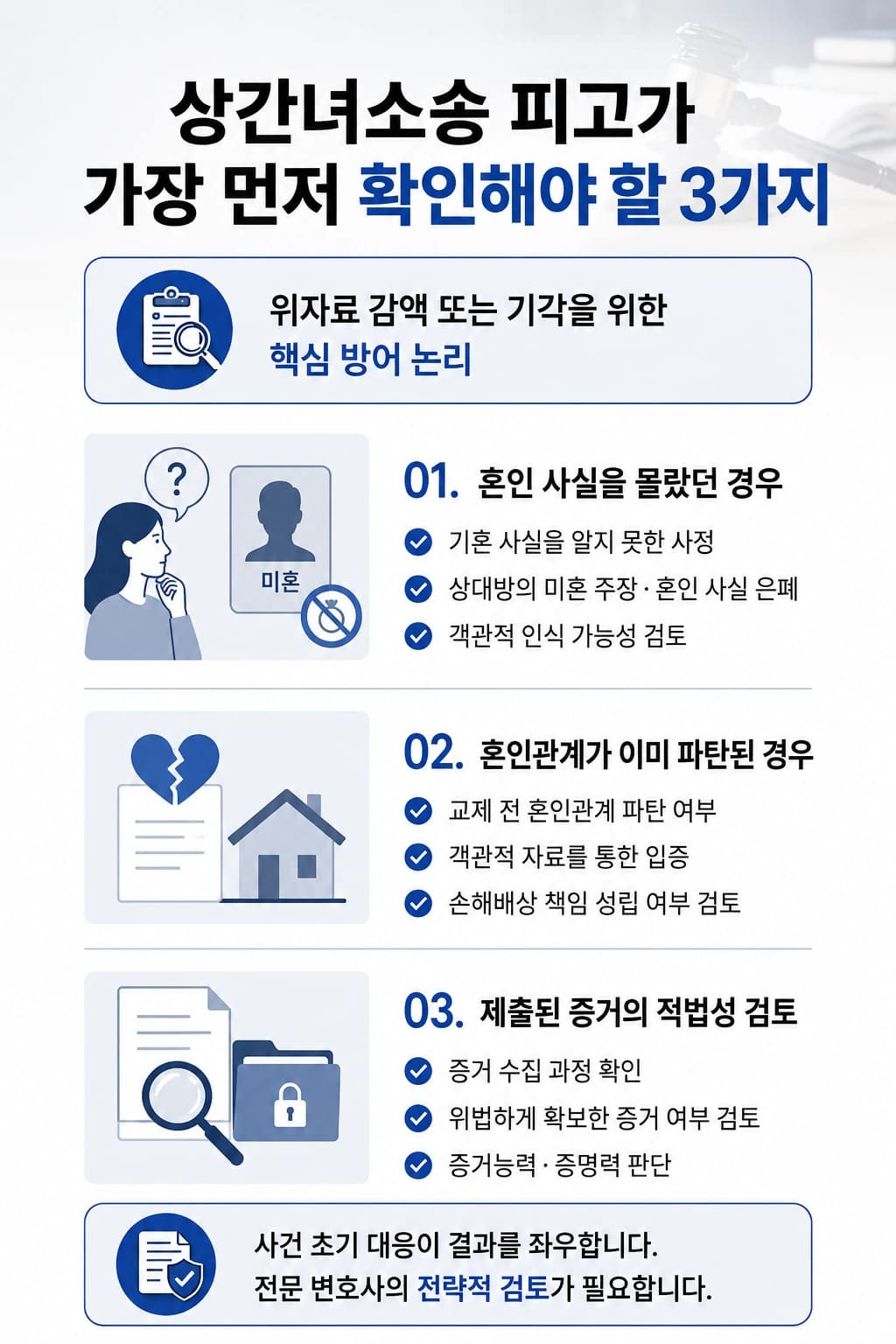 상간녀소송피고의 위자료 감액, 청구 기각을 위한 대응
